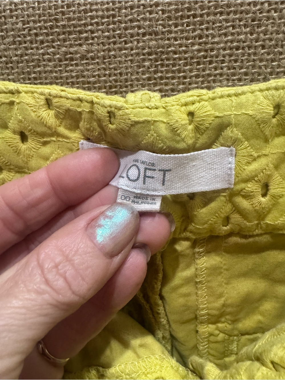 LOFT Yellow Eyelet The Riviera Shorts - Picture 3 of 6